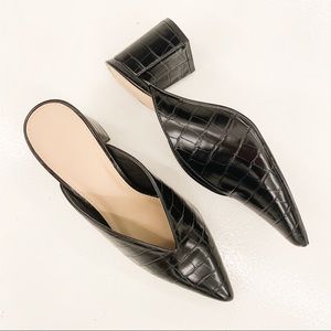 Ophelia Black Croc Mules